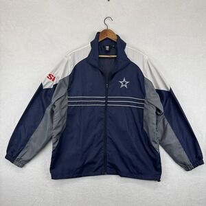 Dallas Cowboys Jacket Mens‎ Large Navy NFL Football Reebok Full Zip Windbreaker